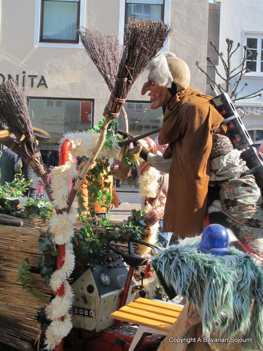Carnival Float complete with hag with fireworks on her back...