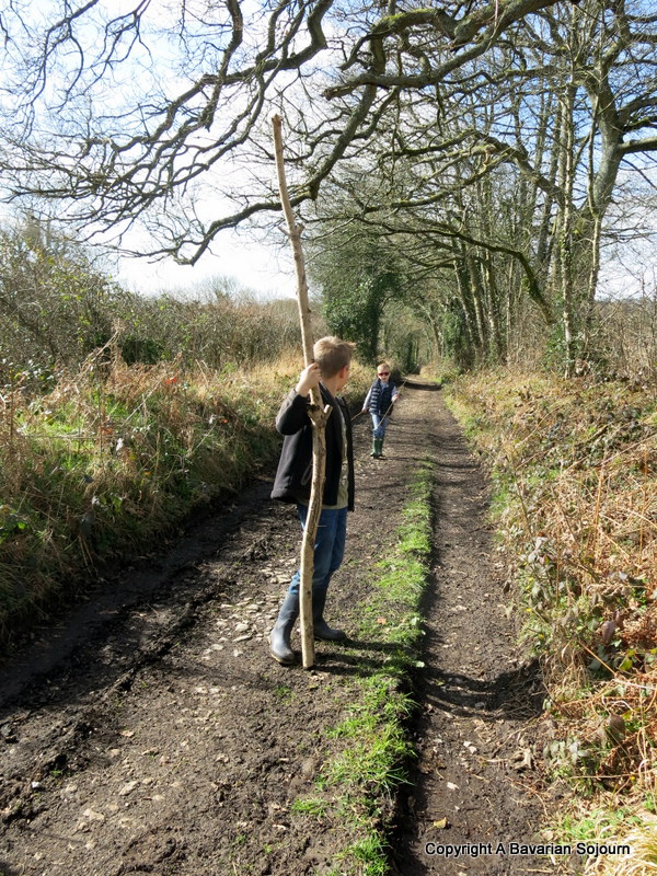 country walk boy with stick