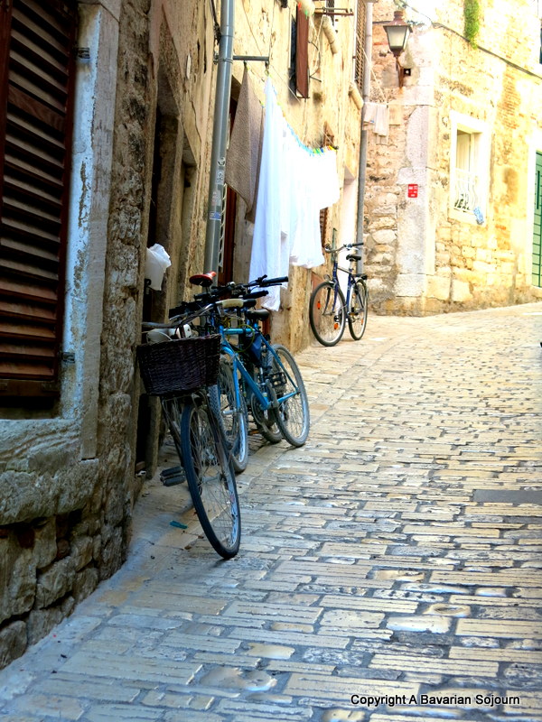 Bikes with cobblestones in Rovinj